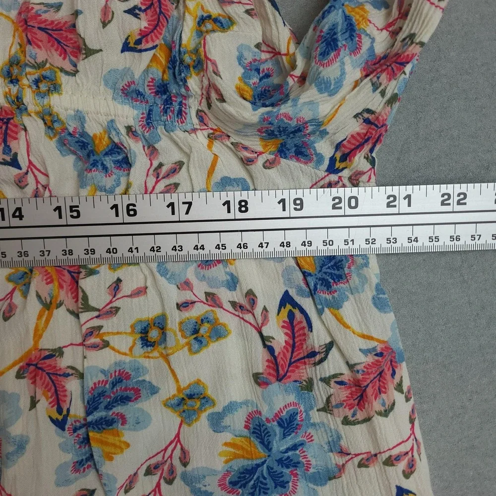 Old Navy Womens Crinkled Smocked Poet Swing Blouse Sz Large Floral Boho Peasant